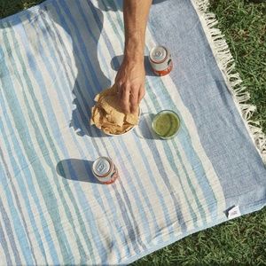 Blue Wave Turkish Towel Soft Wrap Beach Towel Picnic Blanket Boho NWT